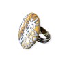 Bague graphique jaune moutarde, en pâte polymère