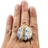 Bague graphique jaune moutarde, en pâte polymère