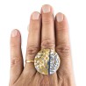 Bague graphique jaune moutarde, en pâte polymère