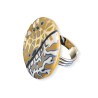 Bague graphique jaune moutarde, en pâte polymère