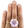 Bague fleur rose, esprit sakura, en pâte polymère