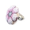 Bague fleur rose, esprit sakura, en pâte polymère