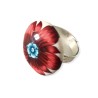 Bague ronde à la fleur rouge flamboyante en pâte polymère