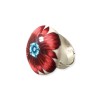 Bague ronde à la fleur rouge flamboyante en pâte polymère
