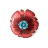 Bague ronde à la fleur rouge flamboyante en pâte polymère