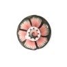 Bague ronde à la fleur bronze et rose en pâte polymère