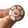 Bague ronde à la fleur bronze et rose en pâte polymère