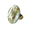 Bague graphique vert et bronze doré, en pâte polymère