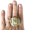 Bague graphique vert et bronze doré, en pâte polymère