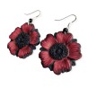 Boucles d'oreilles nostalgia, pendantes avec fleurs rouges en pâte polymère