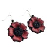 Boucles d'oreilles nostalgia, pendantes avec fleurs rouges en pâte polymère