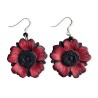 Boucles d'oreilles nostalgia, pendantes avec fleurs rouges en pâte polymère