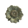 Broche fleur unie vert bronze en pâte polymère