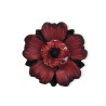 Broche fleur rouge à motifs en pâte polymère