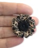 Broche fleur à motif léopard en pâte polymère