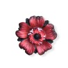 Bague fleur rouge à motifs en pâte polymère