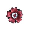 Bague fleur rouge et coeur blanc, à motifs en pâte polymère