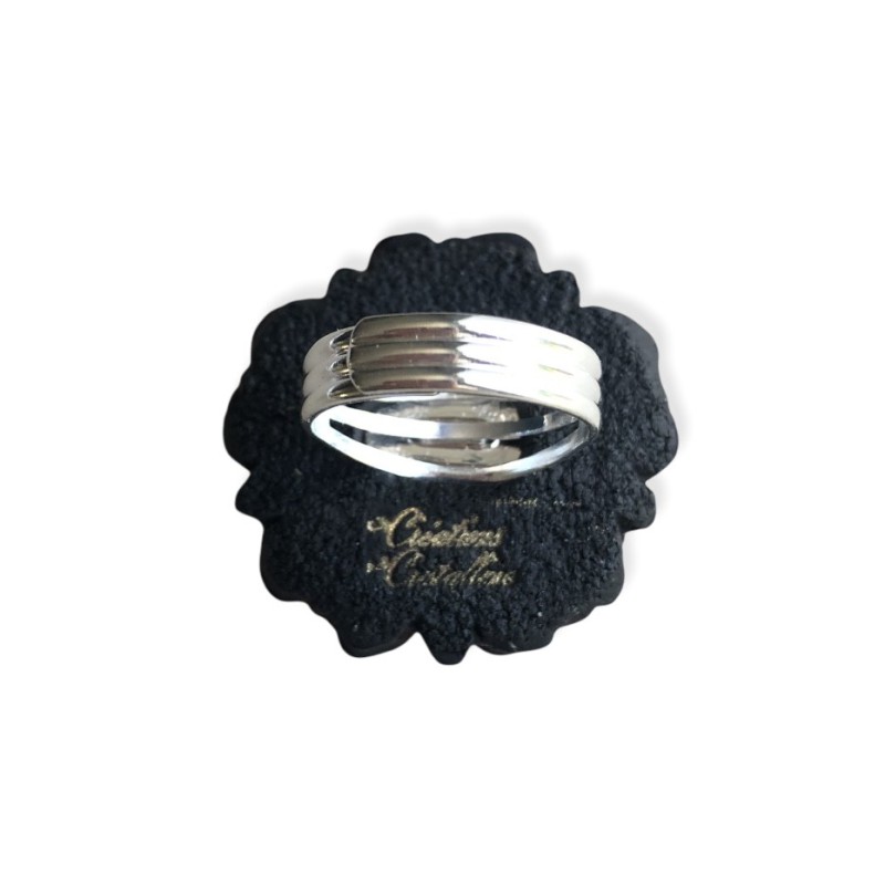 Bague fleur noire unie en pâte polymère