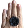 Bague fleur noire unie en pâte polymère