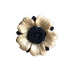 Bague fleur écrue légèrement nacrée, unie, en pâte polymère
