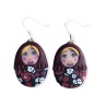 Boucles d'oreilles matriochkas fleuries en pâte polymère