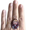 Bague matriochka fleurie en pâte polymère