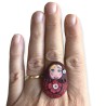 Bague matriochka fleurie en pâte polymère