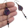 Boucles d'oreilles bohème cachemire mini goutte, en pâte polymère