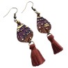 Boucles d'oreilles bohème cachemire mini goutte et pompon, en pâte polymère