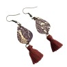 Boucles d'oreilles bohème cachemire mini goutte et pompon, en pâte polymère