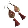 Boucles d'oreilles bohème cachemire mini goutte et pompon, en pâte polymère