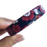 Bracelet fleurs rouges, fond noir, en pâte polymère