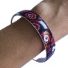 Bracelet fleurs rouges, fond noir, en pâte polymère