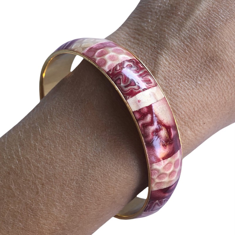 Bracelet bohème ton champagne rosé, en pâte polymère