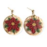 Boucles d'oreilles pendantes poinsettias, en pâte polymère