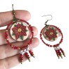Boucles d'oreilles pendantes poinsettias, en pâte polymère