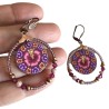 Boucles d'oreilles hibiscus bohème pendantes, en pâte polymère