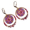Boucles d'oreilles hibiscus bohème pendantes, en pâte polymère