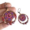 Boucles d'oreilles hibiscus bohème pendantes, en pâte polymère