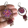 Boucles d'oreilles hibiscus bohème pendantes, en pâte polymère