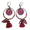 Boucles d'oreilles hibiscus bohème pendantes, en pâte polymère