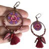 Boucles d'oreilles hibiscus bohème pendantes, en pâte polymère