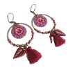 Boucles d'oreilles hibiscus bohème pendantes, en pâte polymère