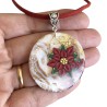 Médaillon / pendentif poinsettias, en pâte polymère
