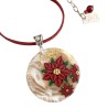 Médaillon / pendentif poinsettias, en pâte polymère