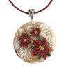Médaillon / pendentif poinsettias, en pâte polymère