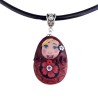 Pendentif matriochka fleurie en pâte polymère