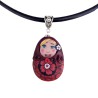 Pendentif matriochka fleurie en pâte polymère