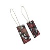 Boucles d'oreilles pendantes, rectangles liberty rouge et noir, en pâte polymère