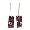 Boucles d'oreilles pendantes, rectangles liberty rouge et noir, en pâte polymère